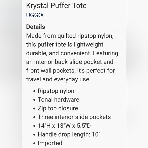 💜UGG Krystal Ombre Puffer Tote💜 - Picture 7 of 7